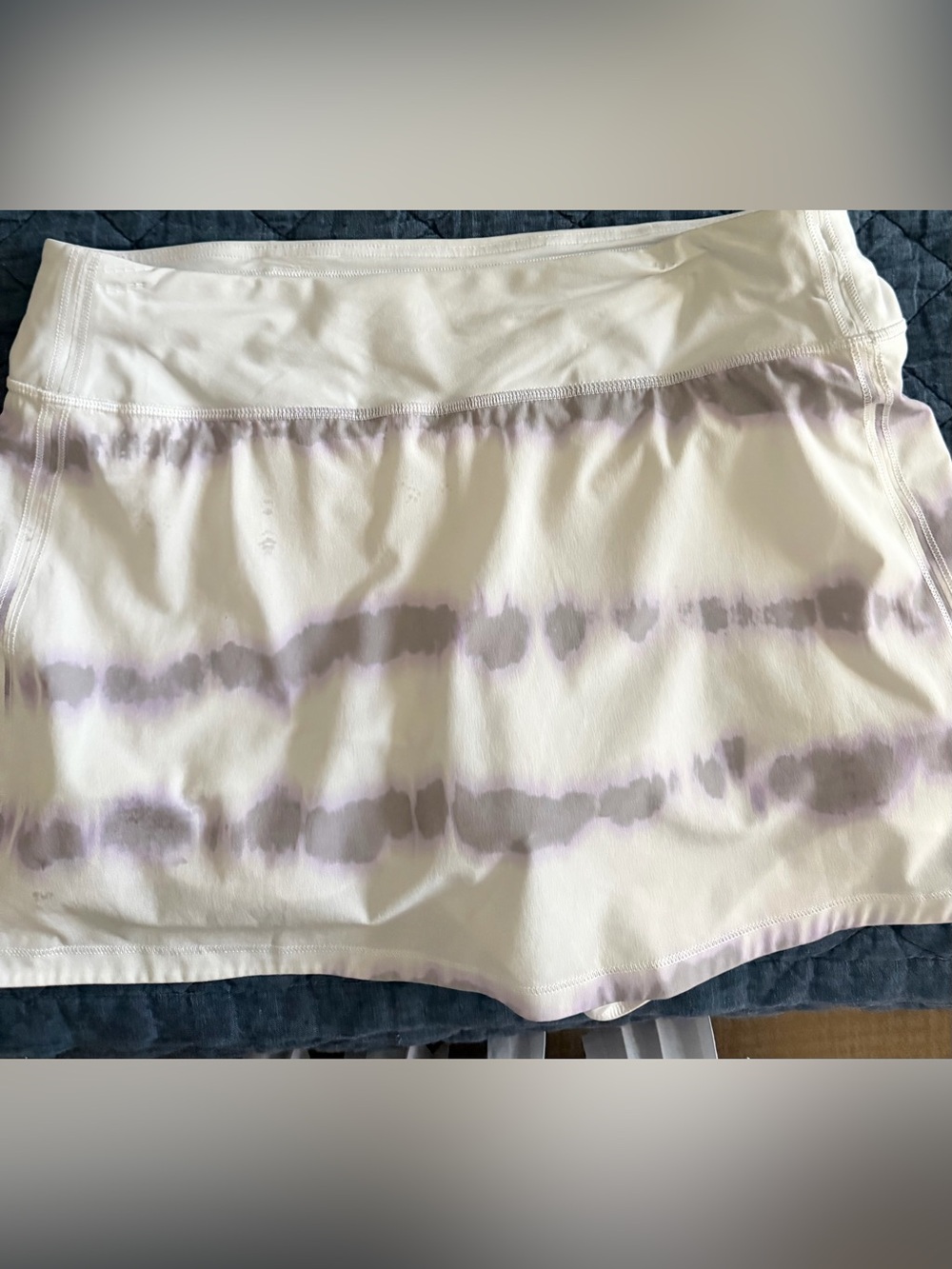 Lululemon White Tie-Dye Athletic Skort with Lavender Stripes